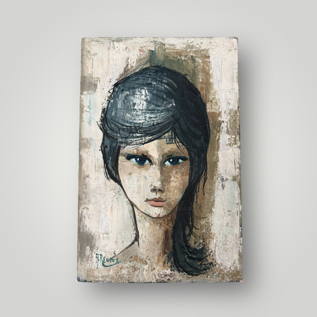 Frauenporträt signiert André Renoux – Öl auf Leinwand (40,5 x 27 cm)