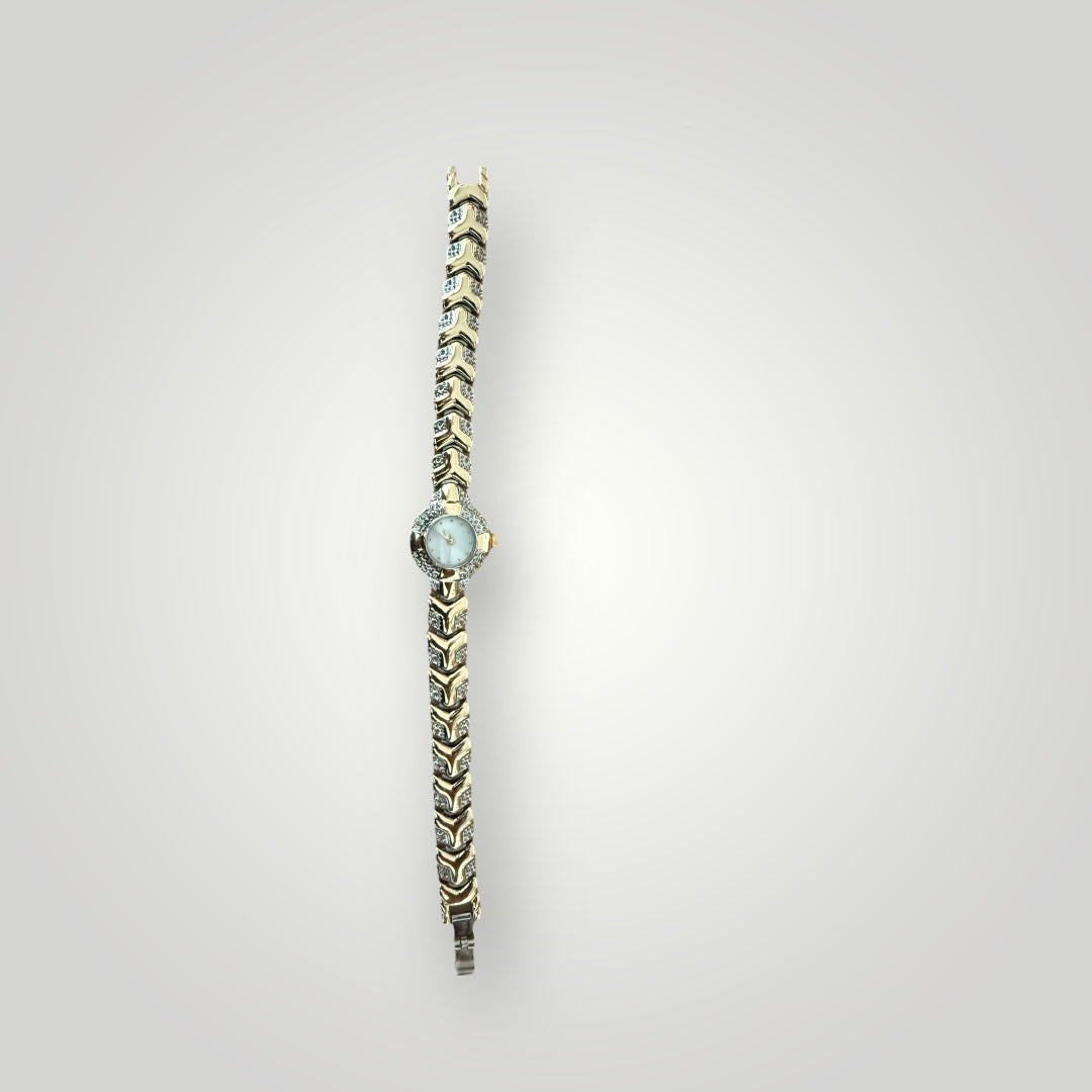 Montre bracelet dorée à strass