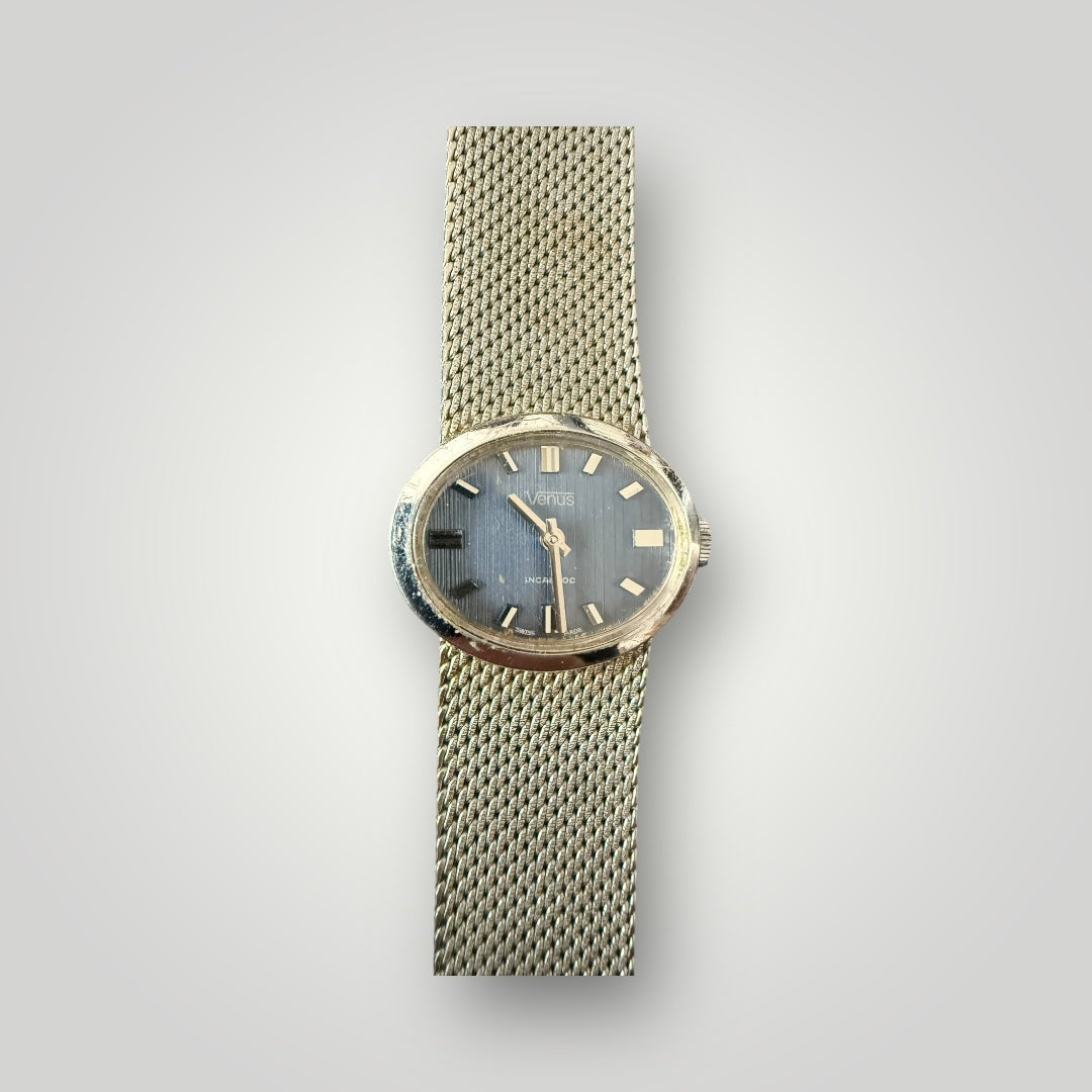 Montre Vintage Venus – Mouvement mécanique – Bracelet maille milanaise