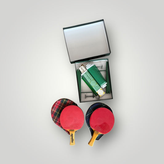 Coffret tennis de table vintage – 2 raquettes + filet + accessoires