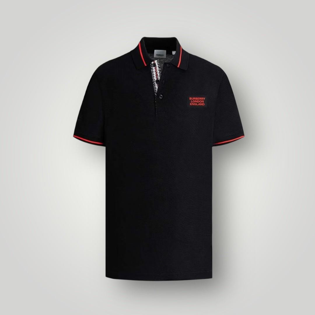 Polo Burberry Noir – Détails Rouge et Patte de Boutonnage Iconique - taille XL