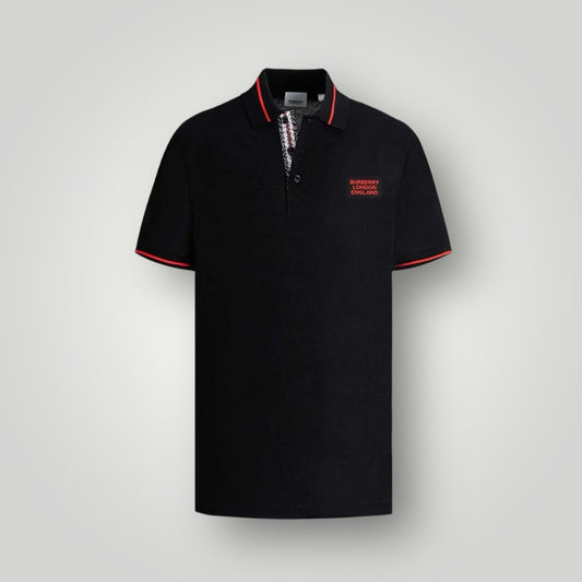 Polo Burberry Noir – Détails Rouge et Patte de Boutonnage Iconique - taille XL