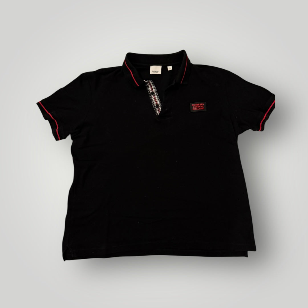 Polo Burberry Noir – Détails Rouge et Patte de Boutonnage Iconique - taille XL