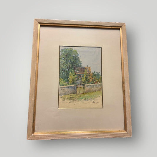 Aquarelle encadrée – Maison de campagne - 33x40cm