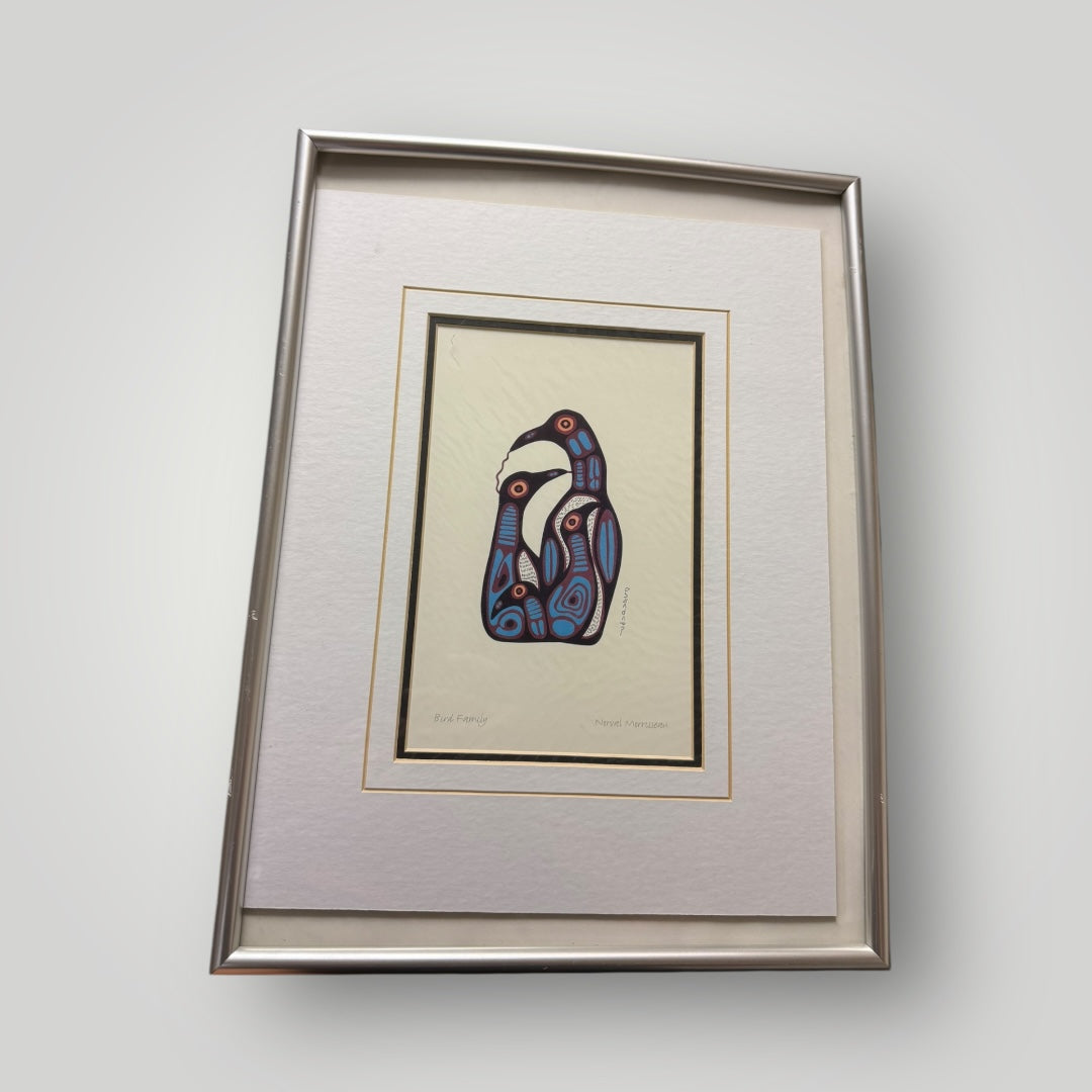 Illustration (imprimé)  “Bird Family” – Style autochtone - Norval Morrisseau - 31x42cm