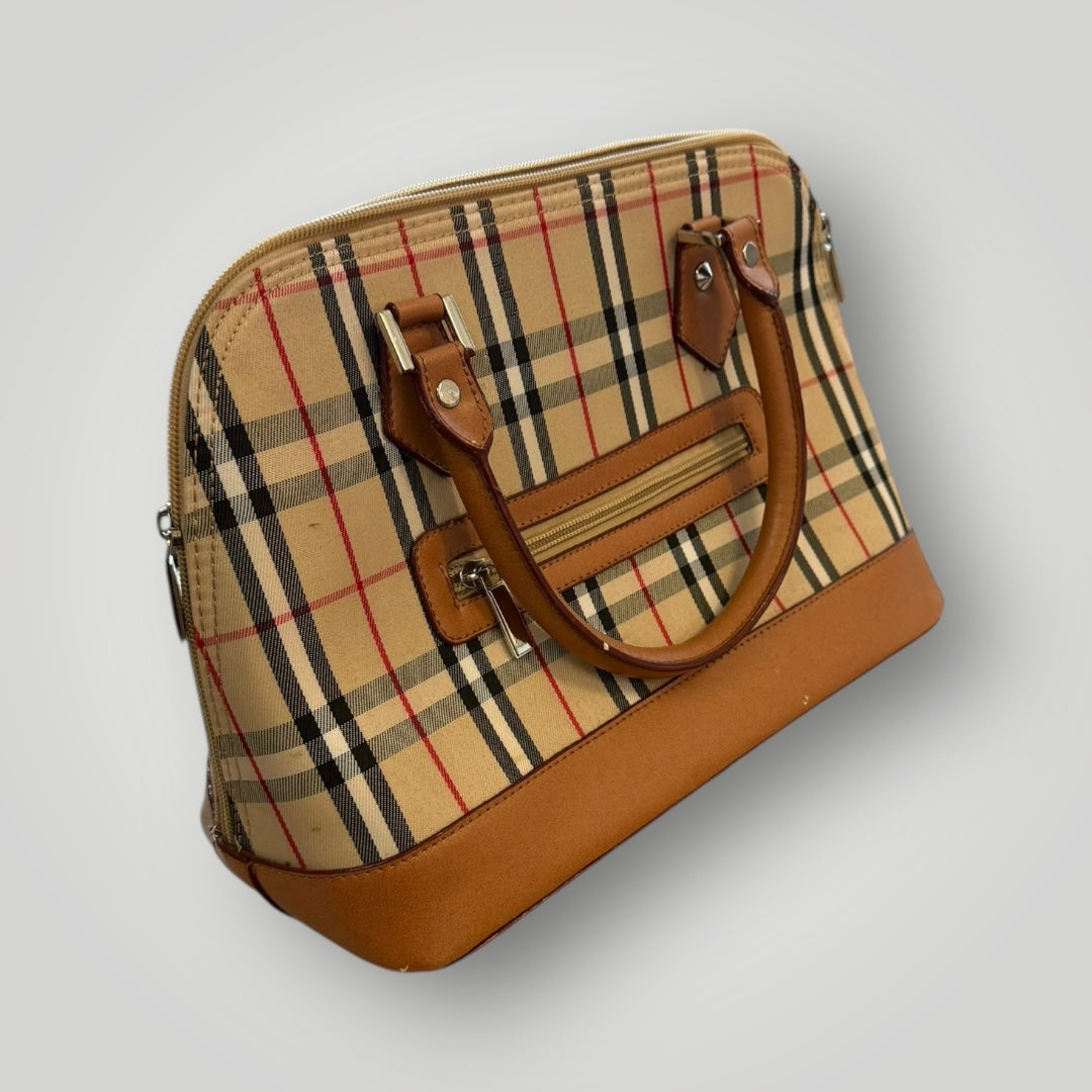 Sac style tartan – Simili cuir & tissu imprimé