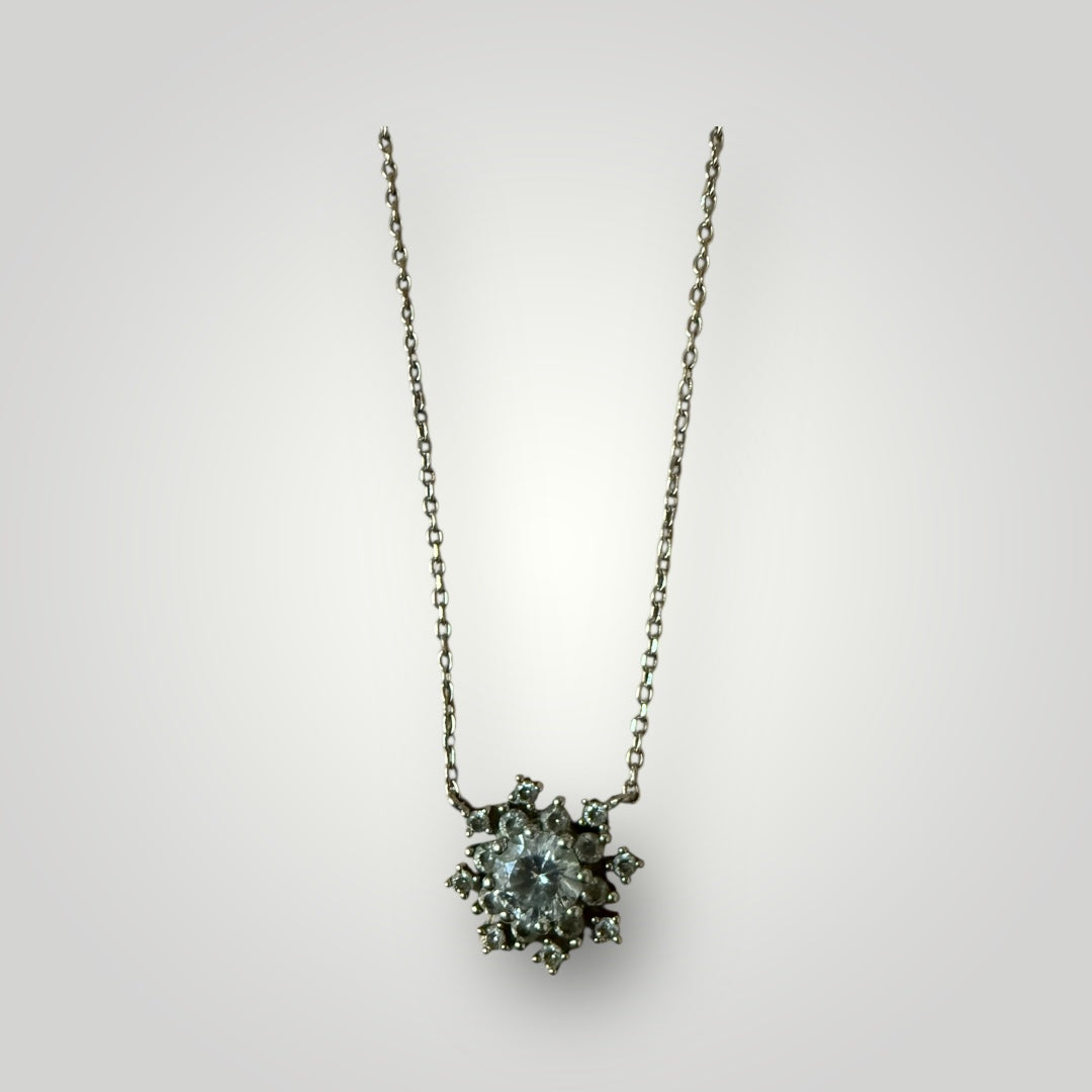 Collier pendentif pierre brillante argent 925 (45cm)