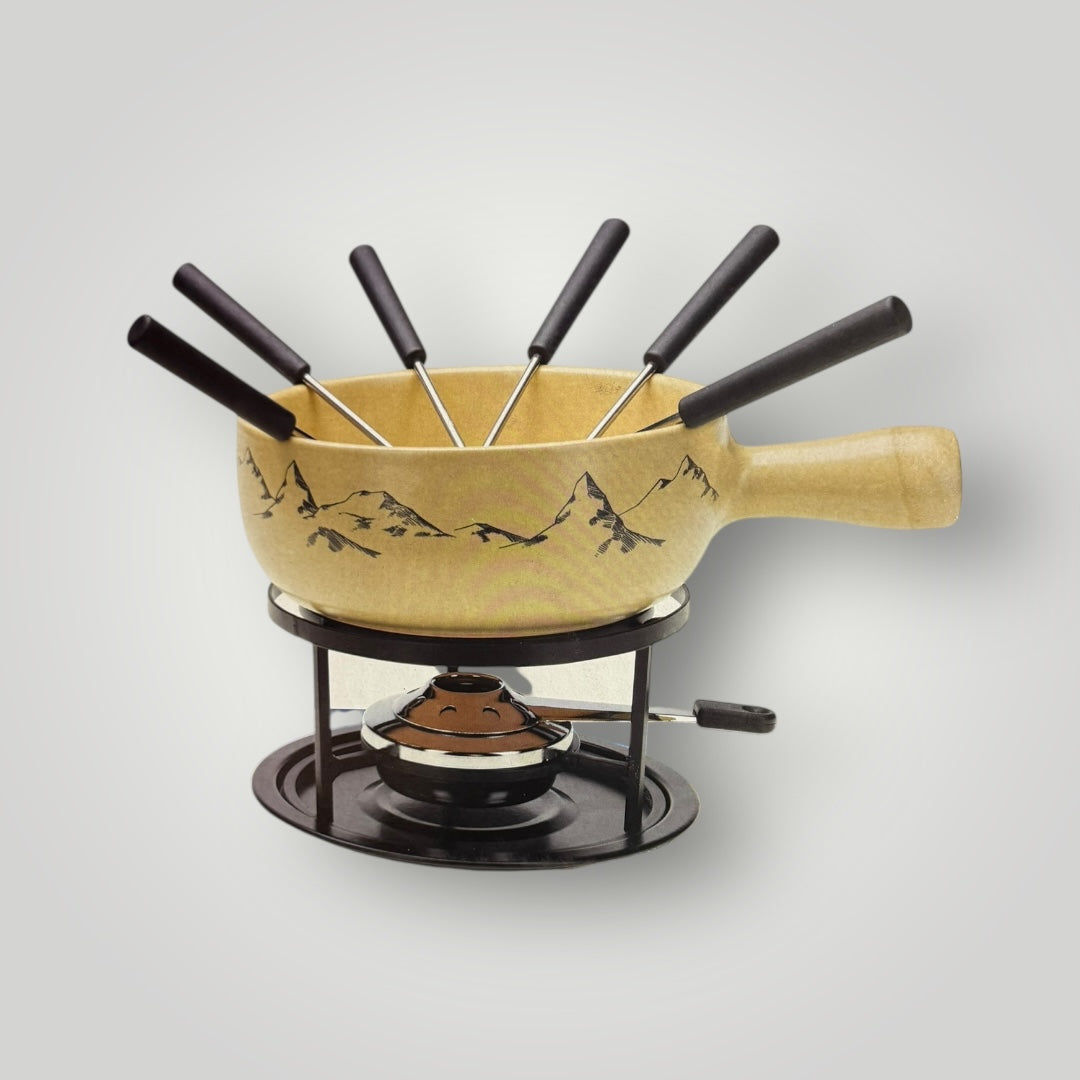 Service à fondue complet – Motif montagnes